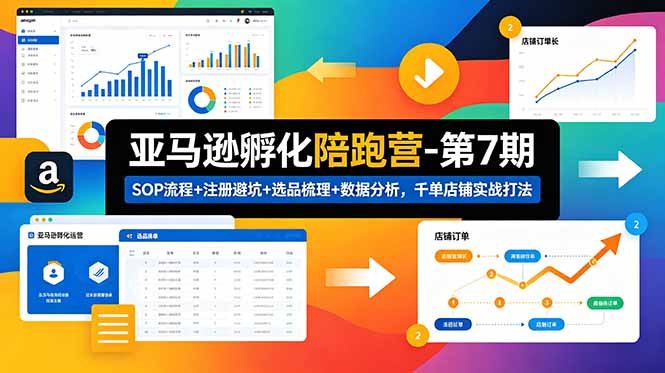 亚马逊孵化陪跑营-第7期:SOP流程+注册避坑+选品梳理+数据分析,千单店铺实战打法-MFXUI中国站