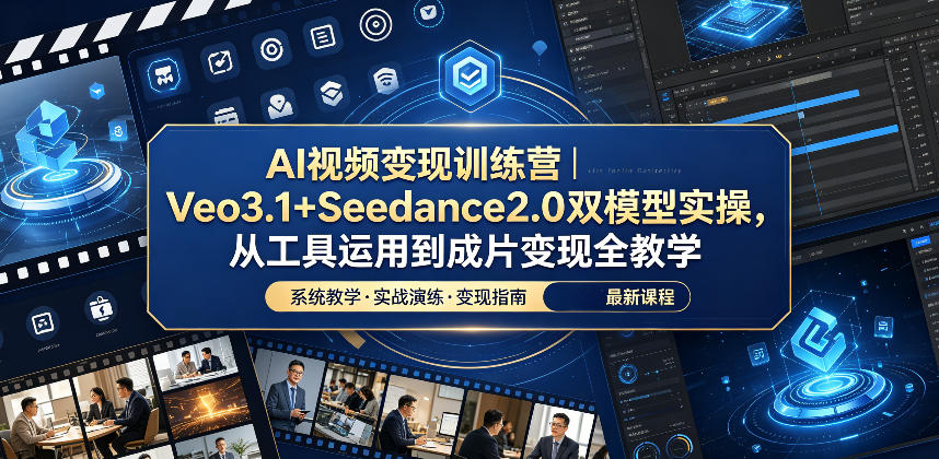AI视频变现训练营|Veo3.1+Seedance2.0双模型实操,从工具运用到成片变现全教学-MFXUI中国站