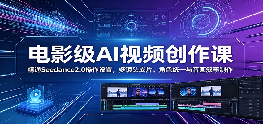 电影级AI视频创作课:精通Seedance2.0操作设置,多镜头成片、角色统一与音画叙事制作-MFXUI中国站
