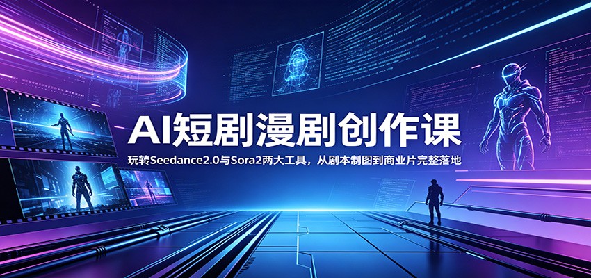 AI短剧漫剧创作课:玩转Seedance2.0与 Sora2两大工具,从剧本制图到商业片完整落地-MFXUI中国站