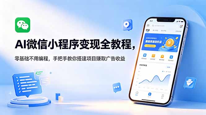 AI微信小程序变现全教程，零基础不用编程，手把手教你搭建项目赚取广告收益-MFXUI中国站