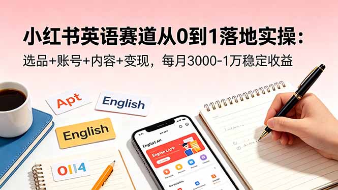 小红书英语赛道从0到1落地实操：选品+账号+内容+变现，每月3000-1万稳定收益-MFXUI中国站