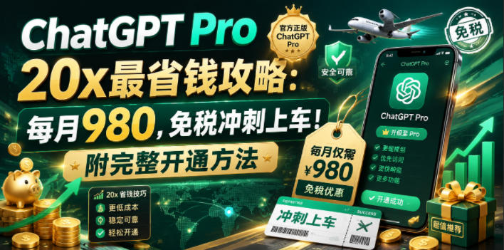 ChatGPT Pro 20x最省钱攻略：每月980，免税冲刺上车！附完整开通方法【文档】-MFXUI中国站