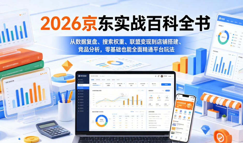2026京东实战百科全书，从数据复盘、搜索权重、联盟变现到店铺搭建、竞品分析，零基础也能全面精通平台玩法-MFXUI中国站