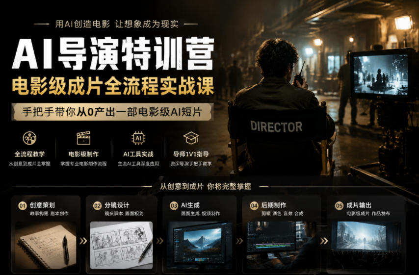 AI导演特训营,电影级成片全流程实战课,手把手带你从0产出一部电影级AI短片-MFXUI中国站
