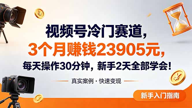 视频号冷门赛道，3个月变现23905元，新手2天学会 每天操作30分钟！-MFXUI中国站