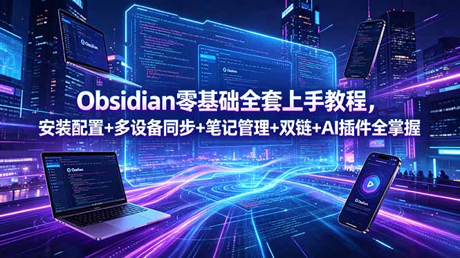 Obsidian零基础全套上手教程,安装配置+多设备同步+笔记管理+双链+AI插件全掌握-MFXUI中国站