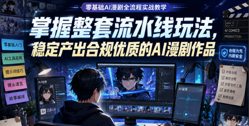 零基础AI漫剧全流程实战教学，掌握整套流水线玩法，稳定产出合规优质的AI漫剧作品-MFXUI中国站