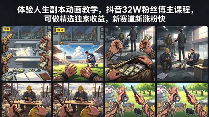 体验人生副本动画教学， 抖音32W粉丝博主课程，可做精选独家收益，新赛道新涨粉快-MFXUI中国站