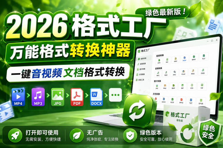 2026格式工厂绿色最新版！万能格式转换神器，一键音视频文档格式转换，打开即可使用，无广告绿色版本-MFXUI中国站