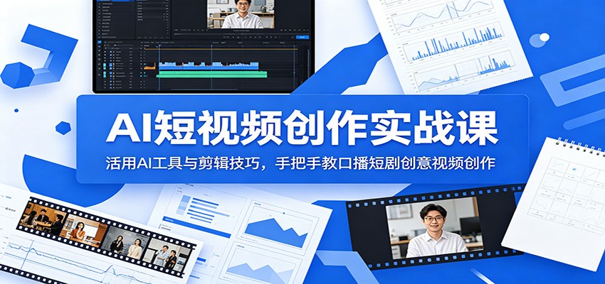 AI短视频创作实战课：活用AI工具与剪辑技巧，手把手教口播短剧创意视频创作-MFXUI中国站