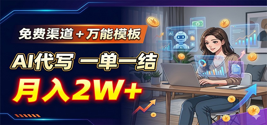 免费渠道+万能模板，AI代写一单一结，月入2W+-MFXUI中国站