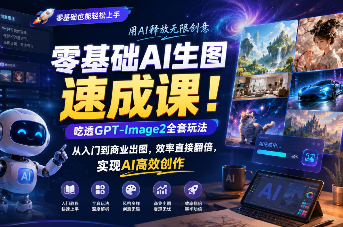 零基础AI生图速成课！吃透GPT-Image2全套玩法，从入门到商业出图，效率直接翻倍，实现AI高效创作-MFXUI中国站