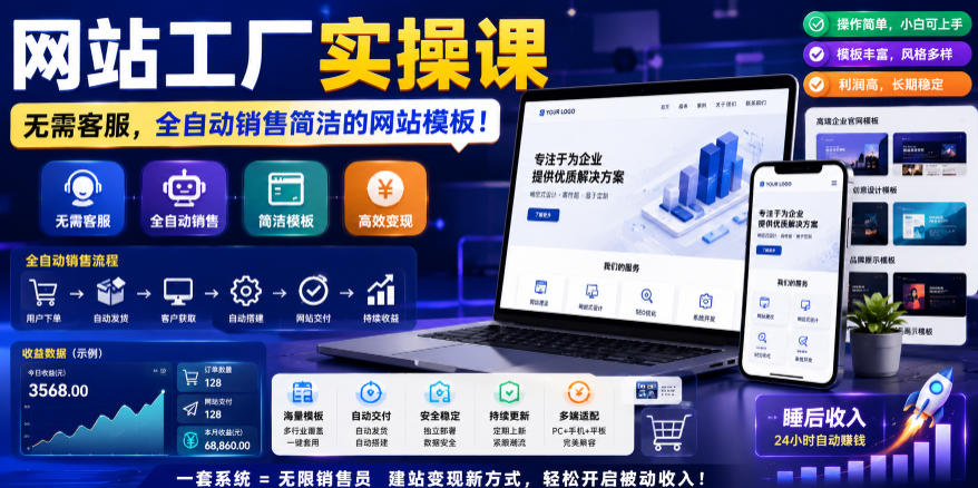 网站工厂实操课，无需客服，网站模板自动赚钱！【原创双语字幕】-MFXUI中国站
