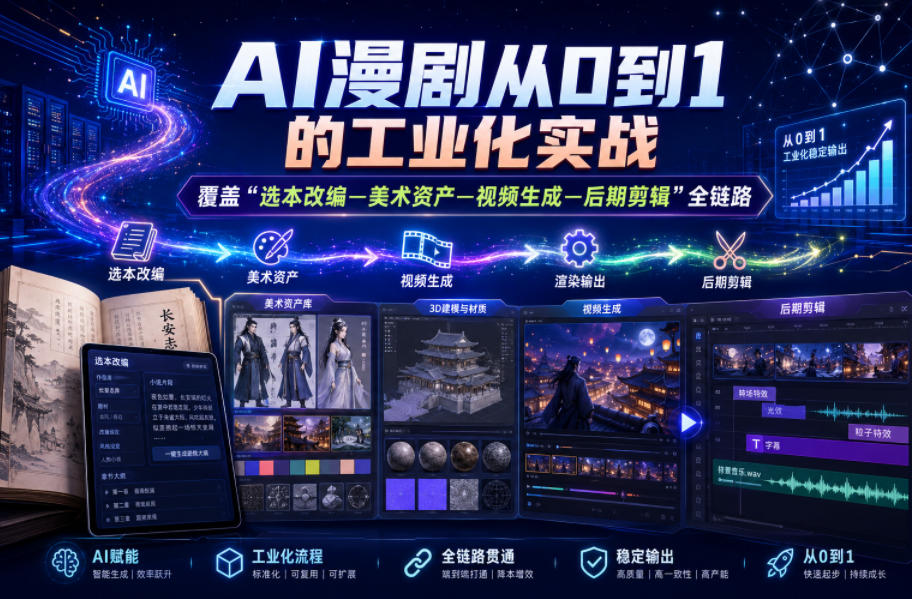 AI漫剧从0到1的工业化实战，覆盖“选本改编—美术资产—视频生成—后期剪辑”全链路(更新6月)-MFXUI中国站