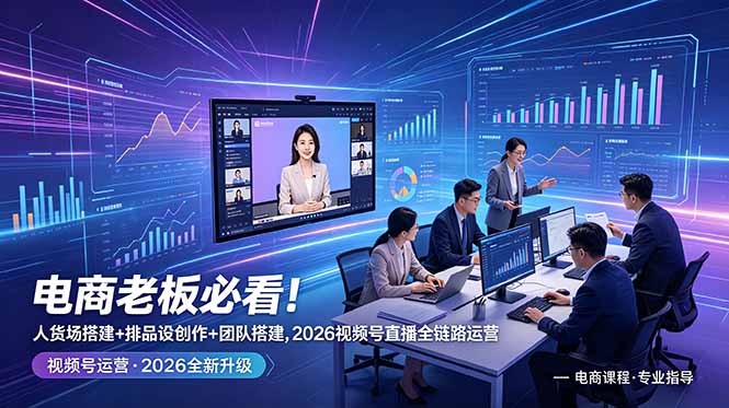 电商老板必看！人货场搭建+排品设计+素材创作+团队搭建，2026视频号直播全链路运营-MFXUI中国站