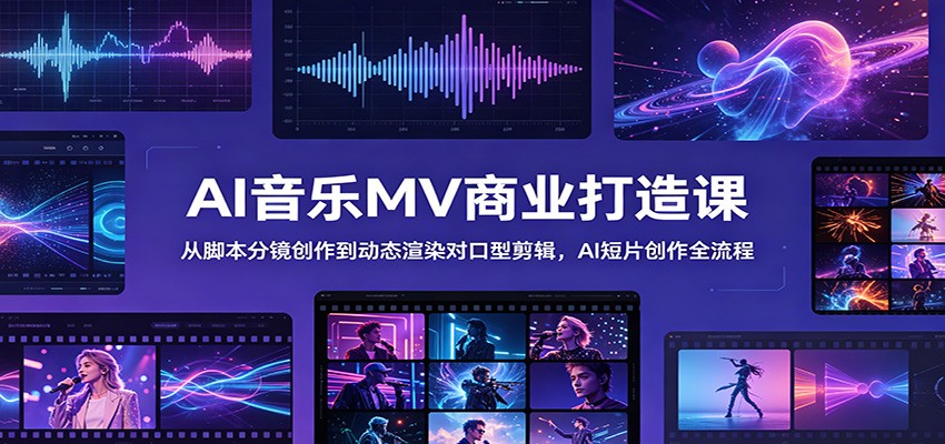 AI音乐MV商业打造课：从脚本分镜创作到动态渲染对口型剪辑，AI短片创作全流程-MFXUI中国站