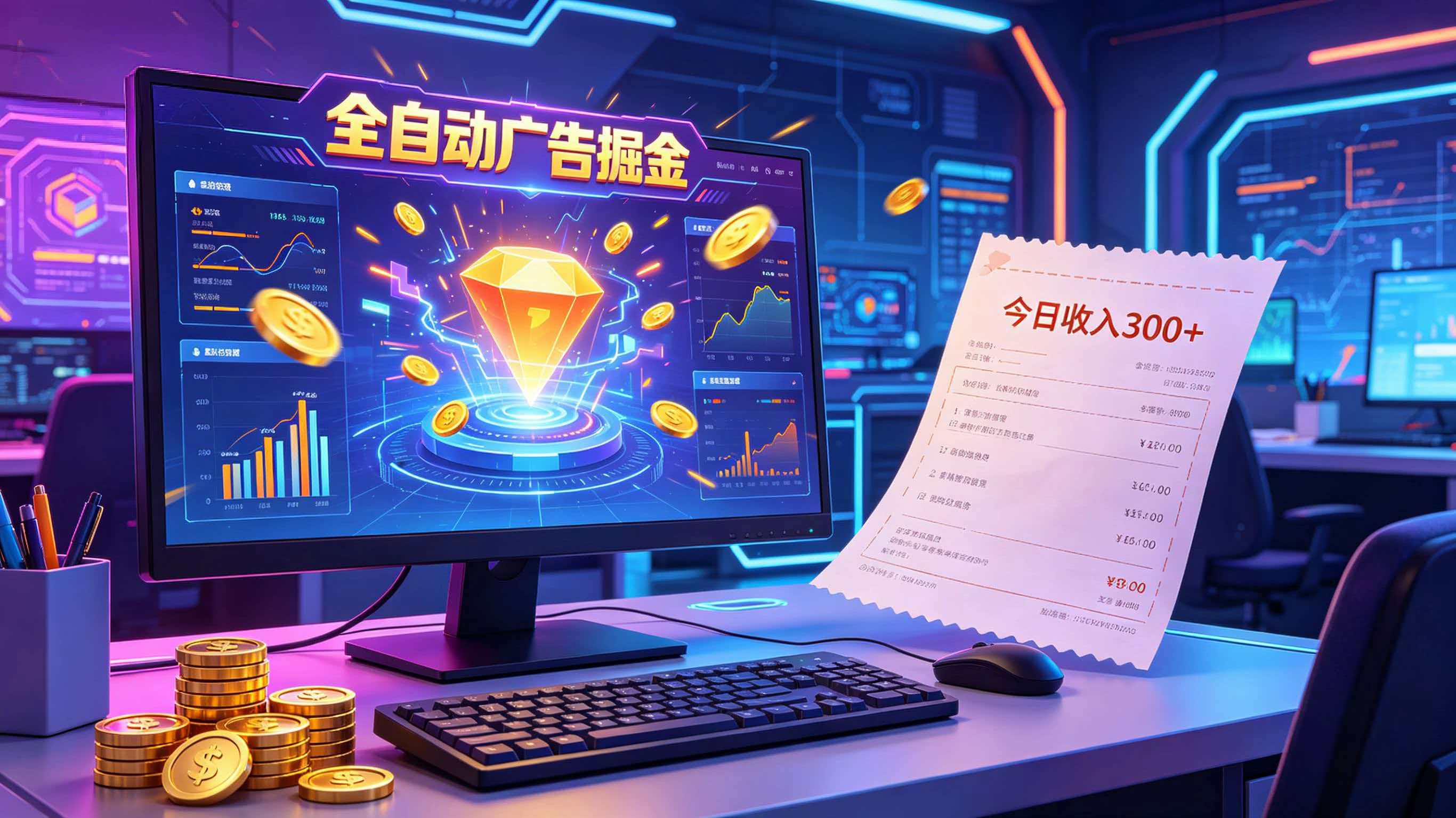 全自动广告掘金，日入300+。全程Ai自动化运行，解放双手，时间自由。收益稳定-MFXUI中国站