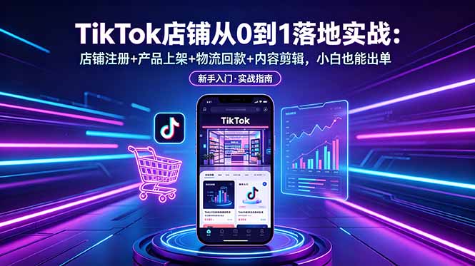 TikTok店铺从0到1落地实战：店铺注册+产品上架+物流回款+内容剪辑，小白也能出单-MFXUI中国站