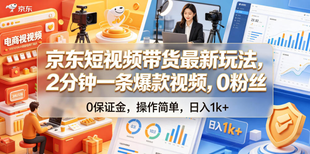 京东短视频带货最新玩法，2分钟一条爆款视频，0粉丝，0保证金，操作简单，日入1k+【揭秘】-MFXUI中国站