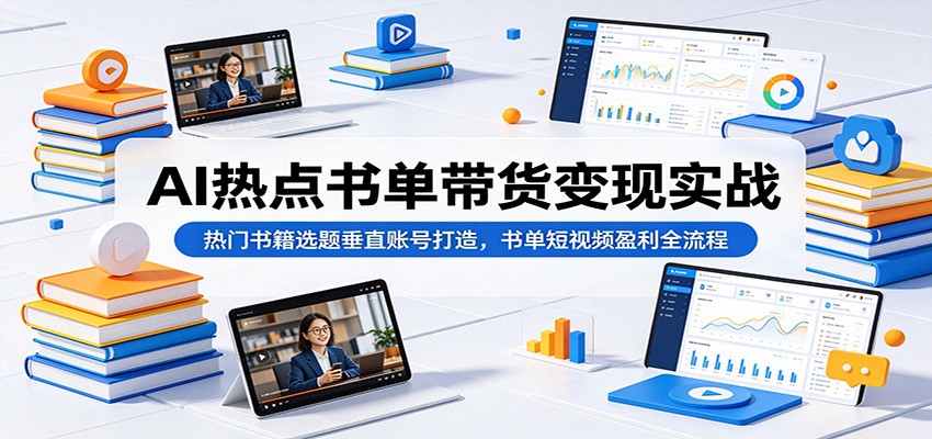 AI热点书单带货变现实战：热门书籍选题垂直账号打造，书单短视频盈利全流程-MFXUI中国站