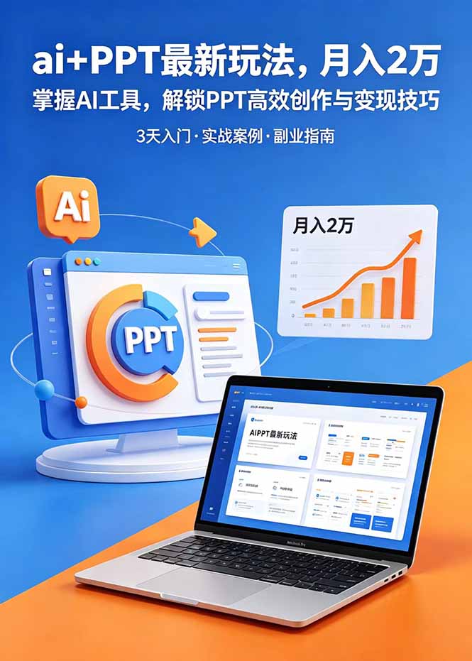 ai+PPT最新玩法，月入2万掌握AI工具，解锁PPT高效创作与变现技巧3天入门，实战案例·副业指南-MFXUI中国站