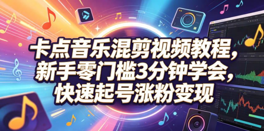 卡点音乐混剪视频教程，新手零门槛3分钟学会，快速起号涨粉变现-MFXUI中国站