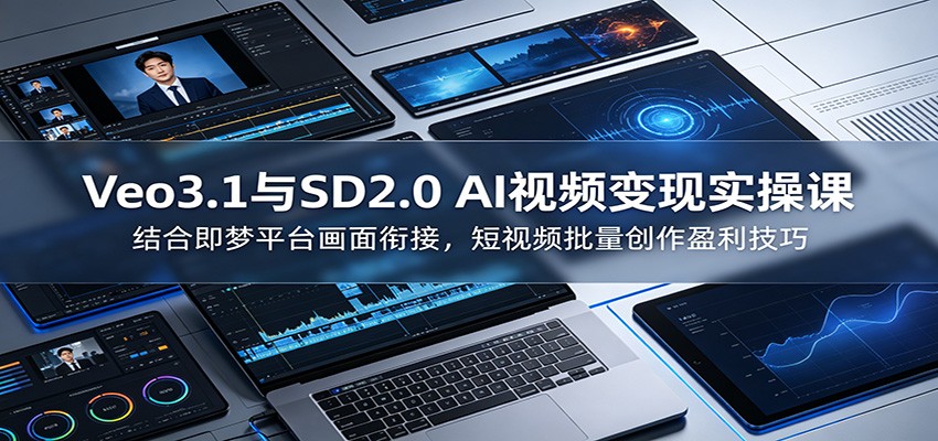 Veo3.1与SD2.0 AI视频变现实操课课：结合即梦平台画面衔接，短视频批量创作盈利技巧-MFXUI中国站