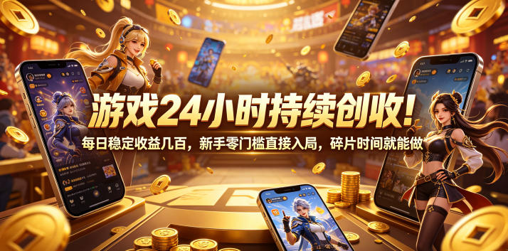 游戏24小时持续创收！每日稳定收益几百，新手零门槛直接入局，碎片时间就能做【揭秘】-MFXUI中国站