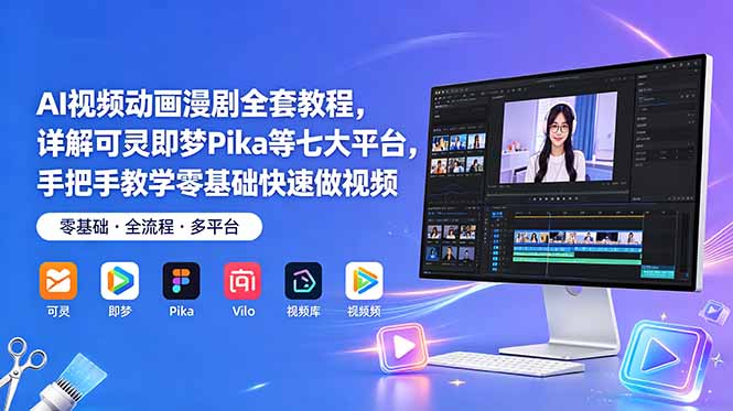 AI视频动画漫剧全套教程，详解可灵即梦Pika等七大平台，手把手教学零基础快速做视频-MFXUI中国站