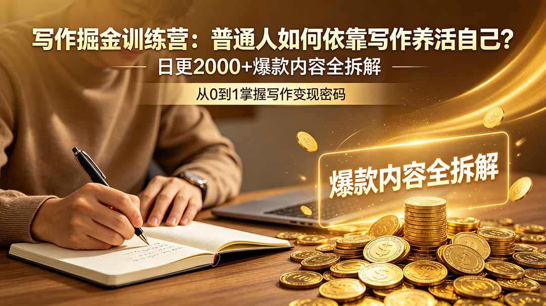 写作掘金训练营：普通人如何依靠写作养活自己？日更2000+爆款内容全拆解-MFXUI中国站