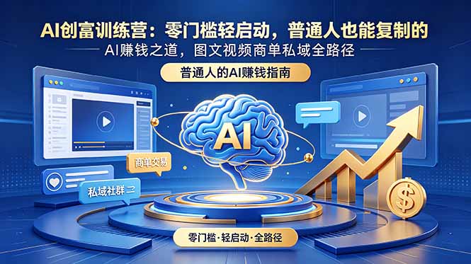 AI创富训练营：零门槛轻启动，普通人也能复制的AI赚钱之道，图文视频商单私域全路径-MFXUI中国站