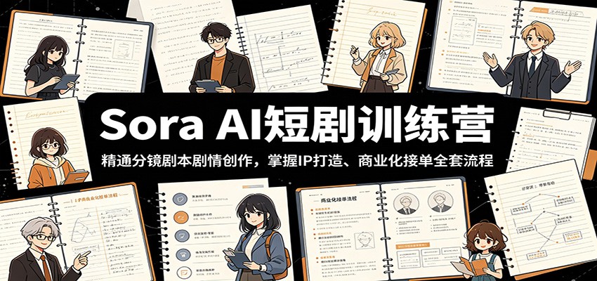 Sora AI短剧训练营：精通分镜剧本剧情创作，掌握IP打造、商业化接单全套流程-MFXUI中国站