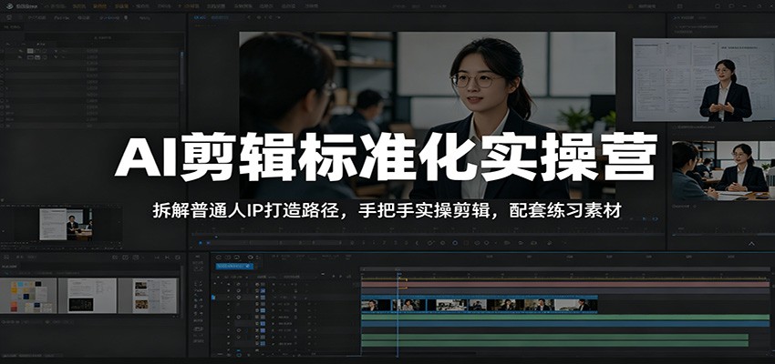 AI剪辑标准化实操营:拆解普通人IP打造路径,手把手实操剪辑,配套练习素材-MFXUI中国站