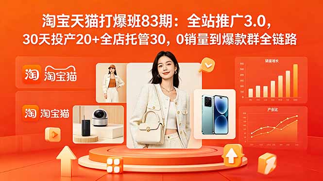 2026淘宝天猫打爆班83期：全站推广3.0，30天投产20+全店托管30，0销量到爆款群全链路-MFXUI中国站