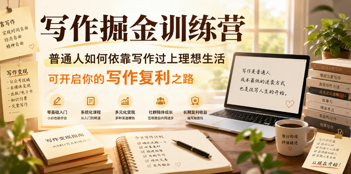 写作掘金训练营，普通人如何依靠写作过上理想生活，可开启你的写作复利之路(更新6月)-MFXUI中国站