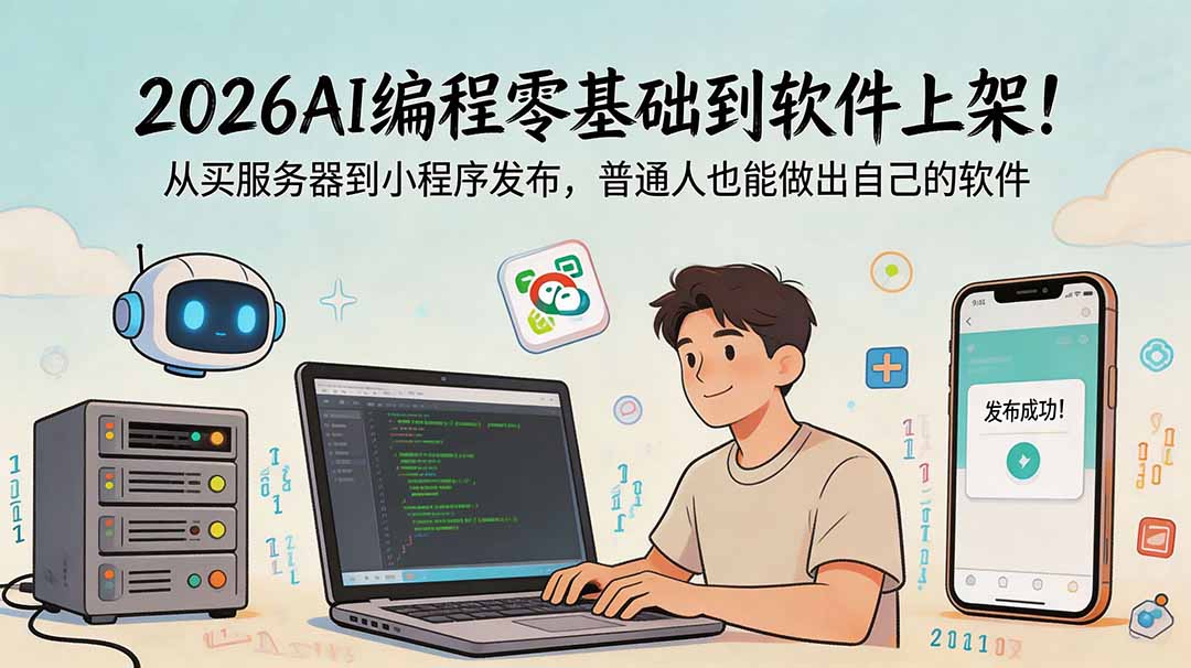 2026AI编程零基础到软件上架！从买服务器到小程序发布，普通人也能做出自己的软件-MFXUI中国站