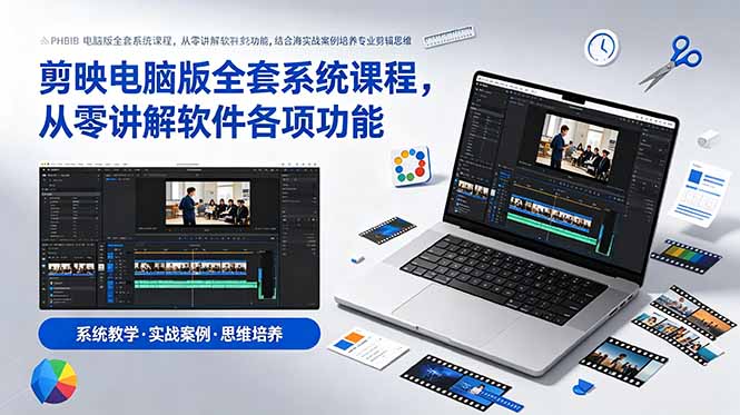 剪映电脑版全套系统课程，从零讲解软件各项功能，结合海量实战案例培养专业剪辑思维-MFXUI中国站