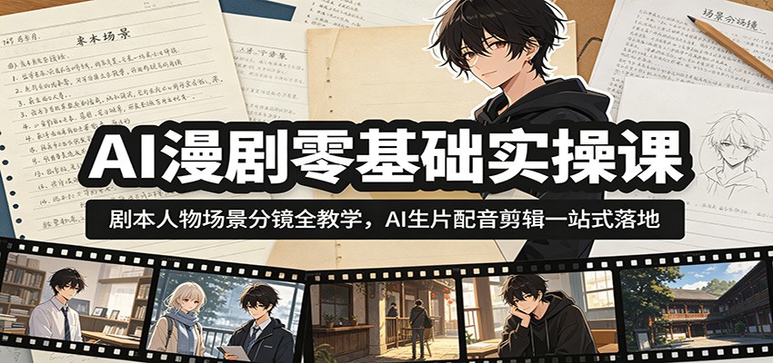 AI漫剧零基础实操课：剧本人物场景分镜全教学，AI生片配音剪辑一站式落地-MFXUI中国站