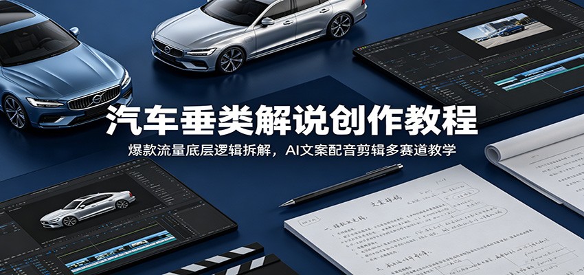 汽车垂类解说创作教程：爆款流量底层逻辑拆解，AI文案配音剪辑多赛道教学-MFXUI中国站