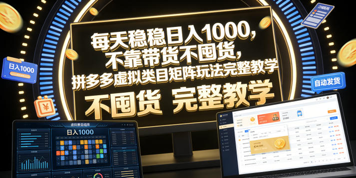 每天稳稳日入1000，不靠带货不囤货，拼多多虚拟类目矩阵玩法完整教学【揭秘】-MFXUI中国站