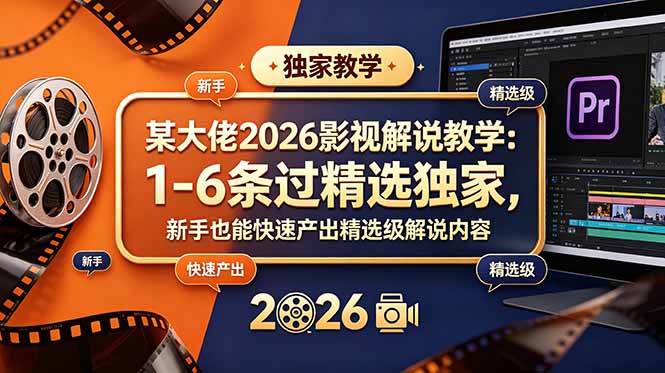 某大佬2026影视解说教学：1-6条过精选独家，新手也能快速产出精选级解说内容-MFXUI中国站