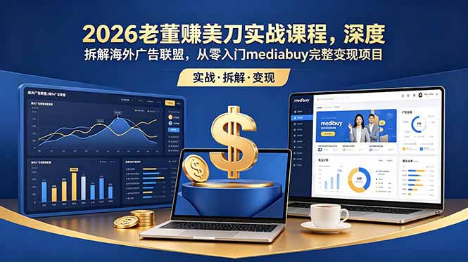 2026老董赚美刀实战课程，深度拆解海外广告联盟，从零入门mediabuy完整变现项目-MFXUI中国站