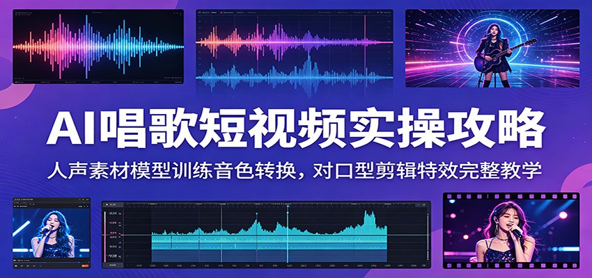 AI唱歌短视频实操攻略：人声素材模型训练音色转换，对口型剪辑特效完整教学-MFXUI中国站