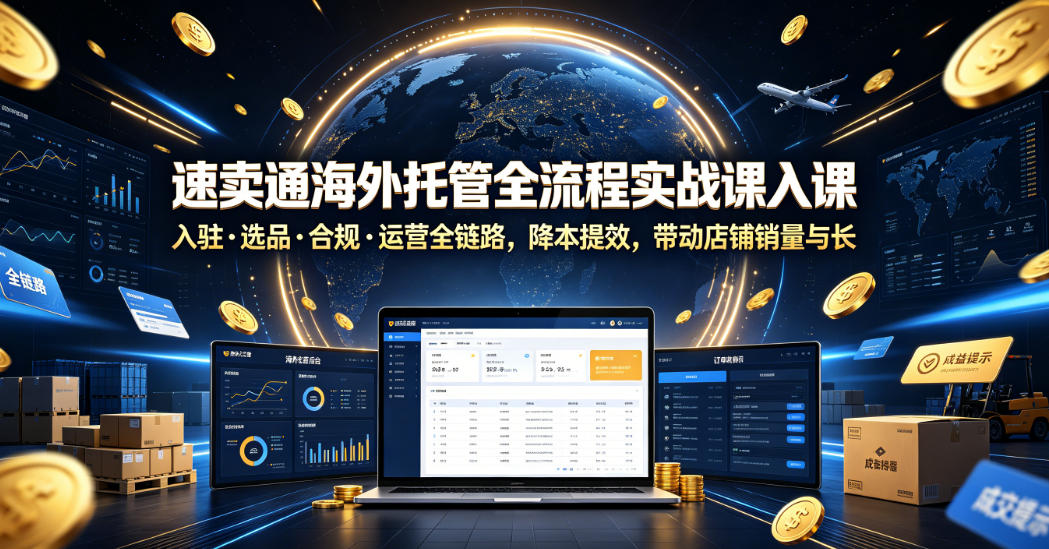 速卖通海外托管全流程实战课入驻・选品・合规・运营全链路，降本提效，带动店铺销量与收益增长-MFXUI中国站
