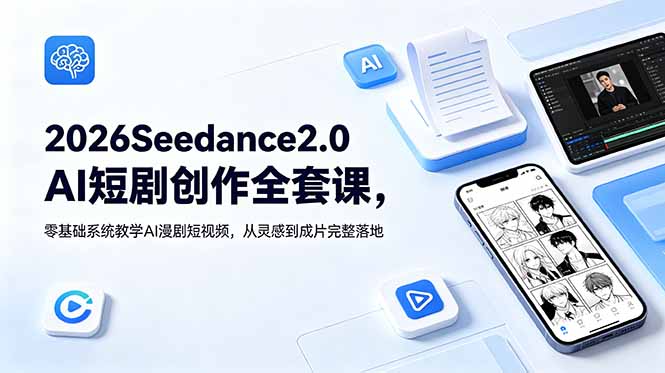 2026Seedance2.0AI短剧创作全套课，零基础系统教学AI漫剧短视频，从灵感到成片完整落地-MFXUI中国站