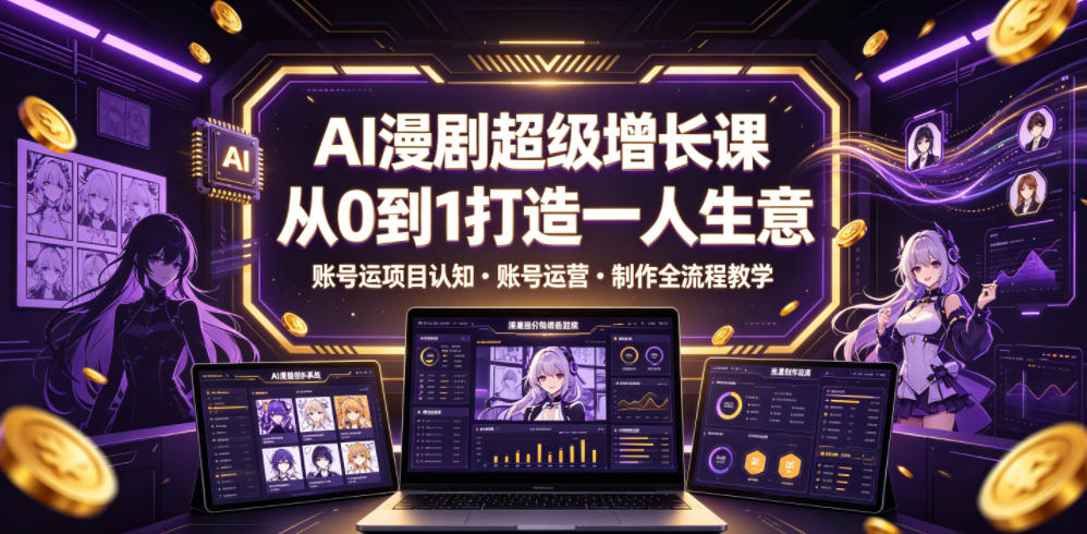 AI漫剧超级增长课,从0到1打造一人生意,项目认知・账号运营・制作全流程教学-MFXUI中国站