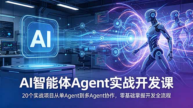 AI智能体Agent实战开发课:20个实战项目从单Agent到多Agent协作,零基础掌握开发全流程-MFXUI中国站