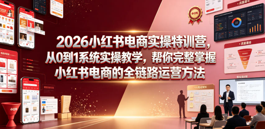 2026小红书电商实操特训营，从0到1系统实操教学，帮你完整掌握小红书电商的全链路运营方法-MFXUI中国站