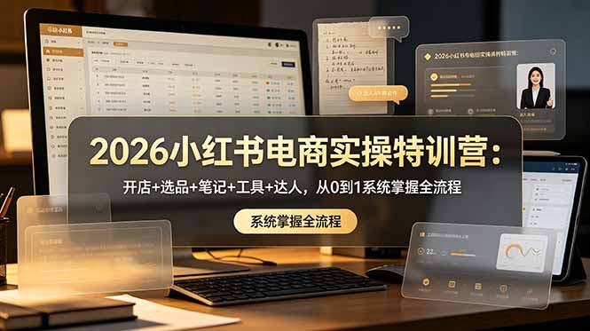 2026小红书电商实操特训营：开店+选品+笔记+工具+达人，从0到1系统掌握全流程-MFXUI中国站